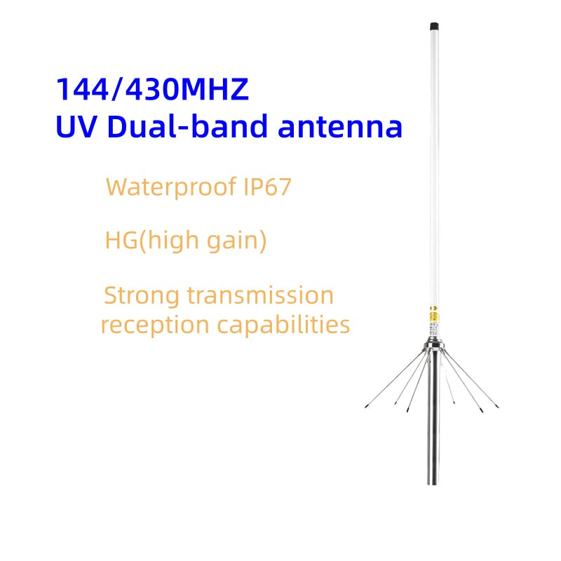 Fiberglass antenna UV dual-band 144/435 MHz rod car radio suction cup walkie-talkie handheld signal booster