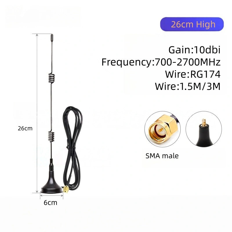 4G Full Band Suction Cup Antenna, Omni High Gain 3–35dBi, Compatible with 3G/GSM/GPRS, Mini Suction Antenna with SMA Connector