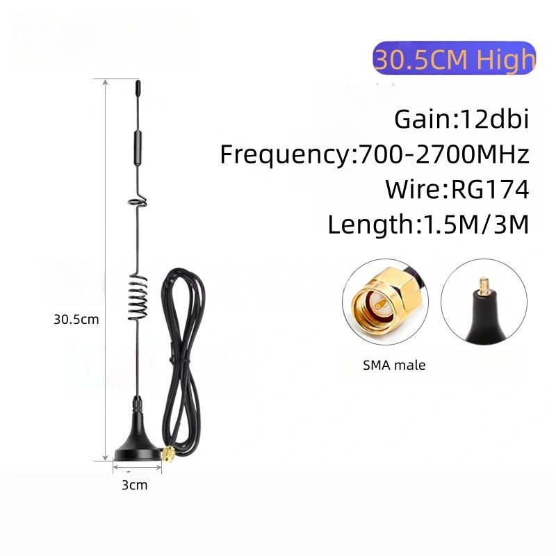 4G Full Band Suction Cup Antenna, Omni High Gain 3–35dBi, Compatible with 3G/GSM/GPRS, Mini Suction Antenna with SMA Connector