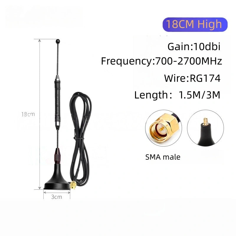 4G Full Band Suction Cup Antenna, Omni High Gain 3–35dBi, Compatible with 3G/GSM/GPRS, Mini Suction Antenna with SMA Connector