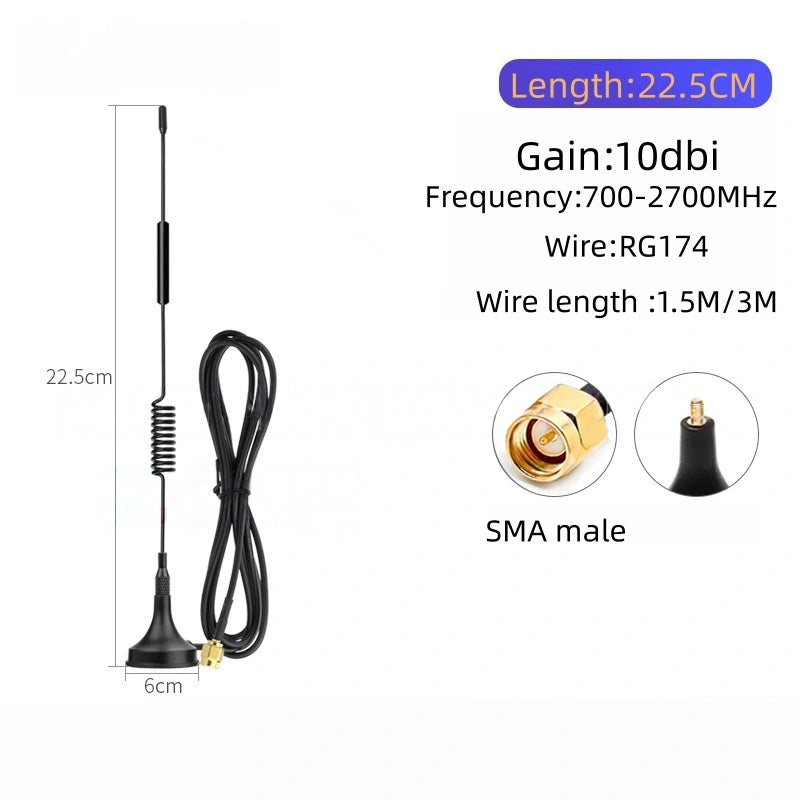 4G Full Band Suction Cup Antenna, Omni High Gain 3–35dBi, Compatible with 3G/GSM/GPRS, Mini Suction Antenna with SMA Connector