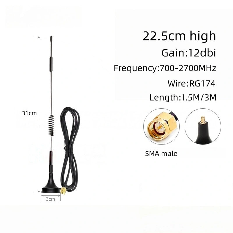4G Full Band Suction Cup Antenna, Omni High Gain 3–35dBi, Compatible with 3G/GSM/GPRS, Mini Suction Antenna with SMA Connector