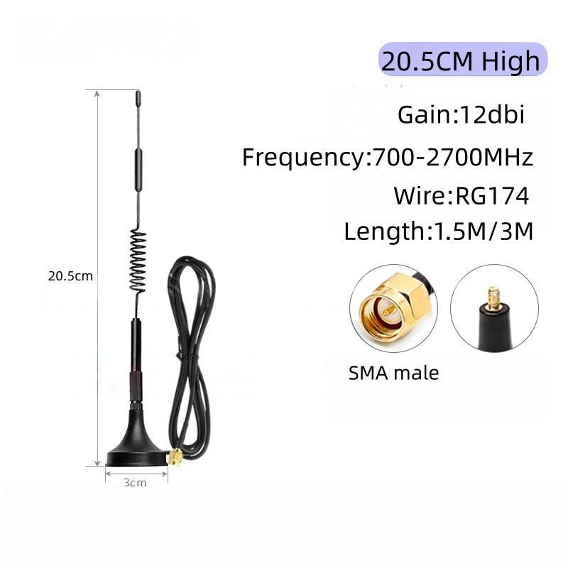 4G Full Band Suction Cup Antenna, Omni High Gain 3–35dBi, Compatible with 3G/GSM/GPRS, Mini Suction Antenna with SMA Connector