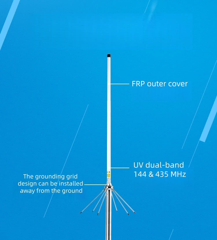 Fiberglass antenna UV dual-band 144/435 MHz rod car radio suction cup walkie-talkie handheld signal booster