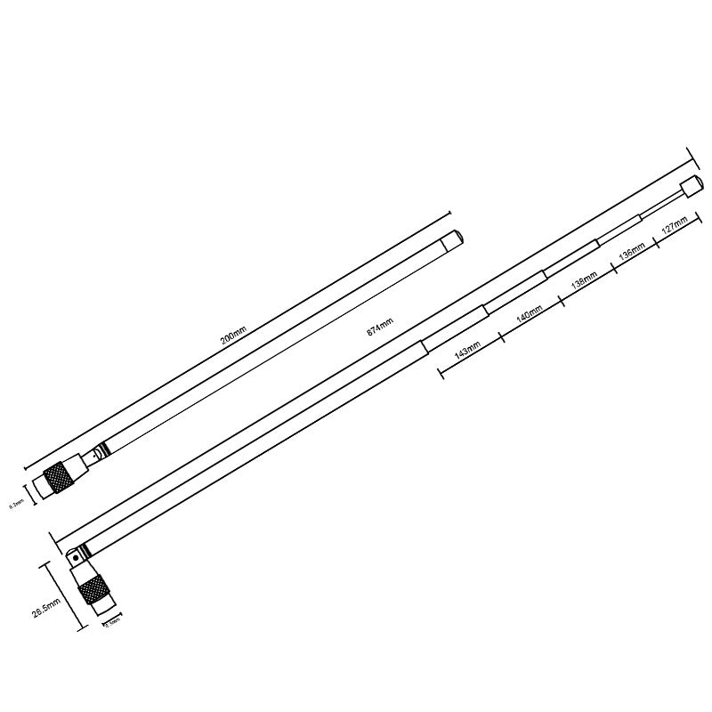 88MHz - 1GHz SMA male connector male pin black selfie extendable pull rod antenna, stainless steel antenna