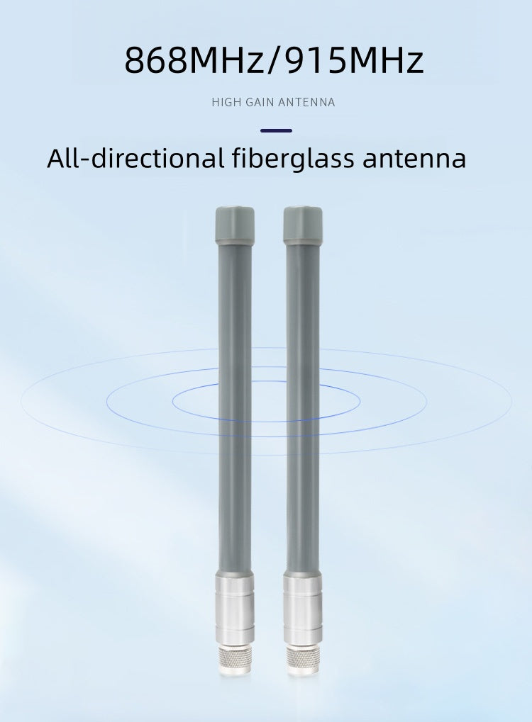 868MHz 915MHz High-Gain Omni-Directional Fiberglass Antenna, IP67 Waterproof, N Male Connector, for Base Station and Gateway