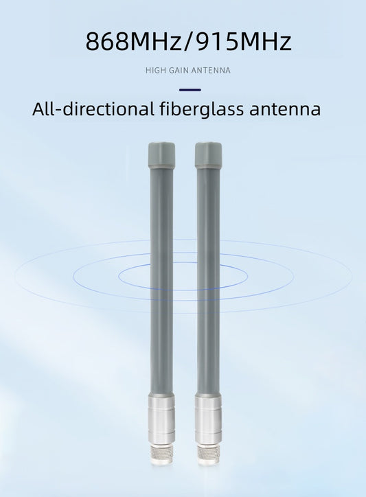 868MHz 915MHz High-Gain Omni-Directional Fiberglass Antenna, IP67 Waterproof, N Male Connector, for Base Station and Gateway