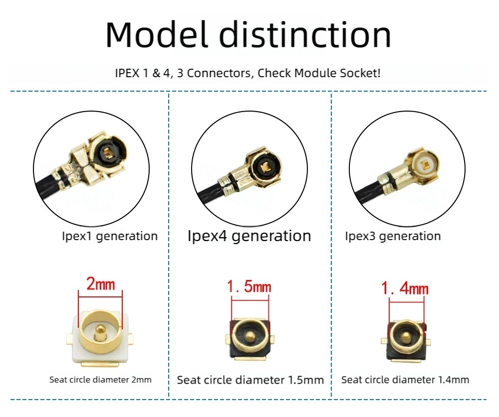IPEX to SMA connection line female connector outer threaded inner hole IPX adapter cable U.FL RF antenna coaxial feeder 1st generation