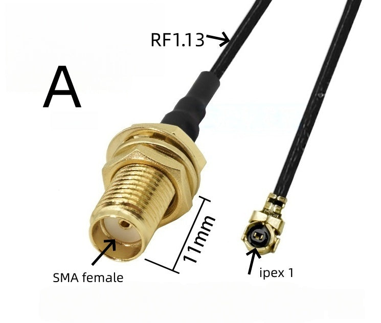 IPEX to SMA connection line female connector outer threaded inner hole IPX adapter cable U.FL RF antenna coaxial feeder 1st generation
