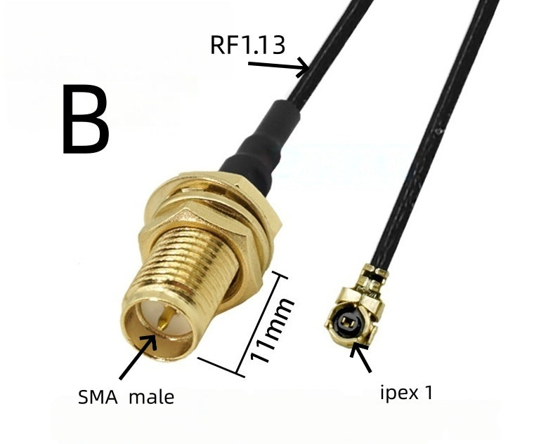 IPEX to SMA connection line female connector outer threaded inner hole IPX adapter cable U.FL RF antenna coaxial feeder 1st generation