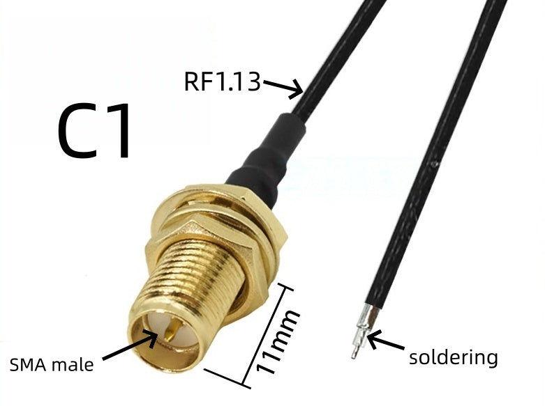IPEX to SMA connection line female connector outer threaded inner hole IPX adapter cable U.FL RF antenna coaxial feeder 1st generation