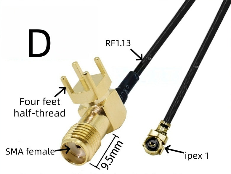IPEX to SMA connection line female connector outer threaded inner hole IPX adapter cable U.FL RF antenna coaxial feeder 1st generation