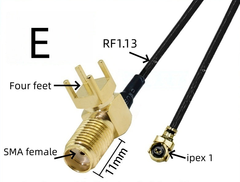 IPEX to SMA connection line female connector outer threaded inner hole IPX adapter cable U.FL RF antenna coaxial feeder 1st generation
