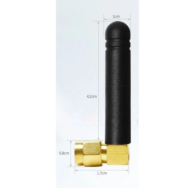 Full-band Ultra-short Mini Rubber 5G Rod Antenna, SMA Right Angle Male Connector