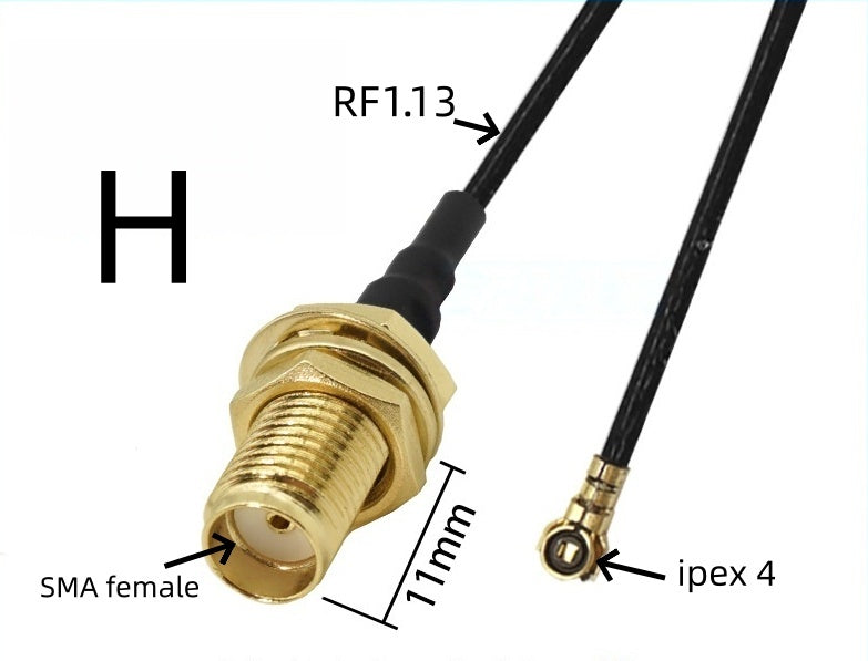 IPEX to SMA connection line female connector outer threaded inner hole IPX adapter cable U.FL RF antenna coaxial feeder 1st generation