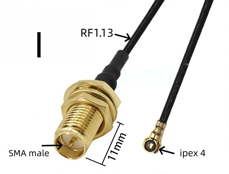 IPEX to SMA connection line female connector outer threaded inner hole IPX adapter cable U.FL RF antenna coaxial feeder 1st generation