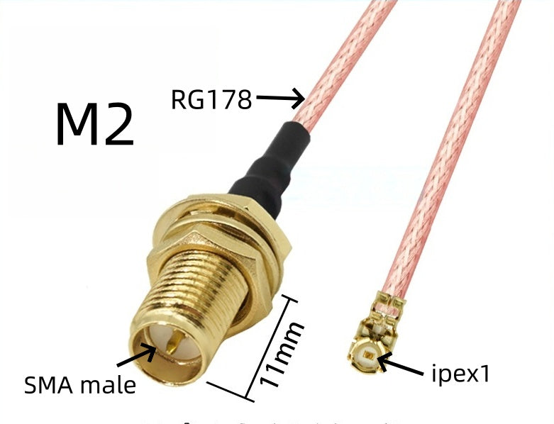 IPEX to SMA connection line female connector outer threaded inner hole IPX adapter cable U.FL RF antenna coaxial feeder 1st generation