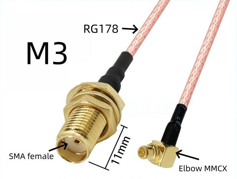 IPEX to SMA connection line female connector outer threaded inner hole IPX adapter cable U.FL RF antenna coaxial feeder 1st generation