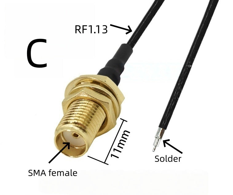 IPEX to SMA connection line female connector outer threaded inner hole IPX adapter cable U.FL RF antenna coaxial feeder 1st generation