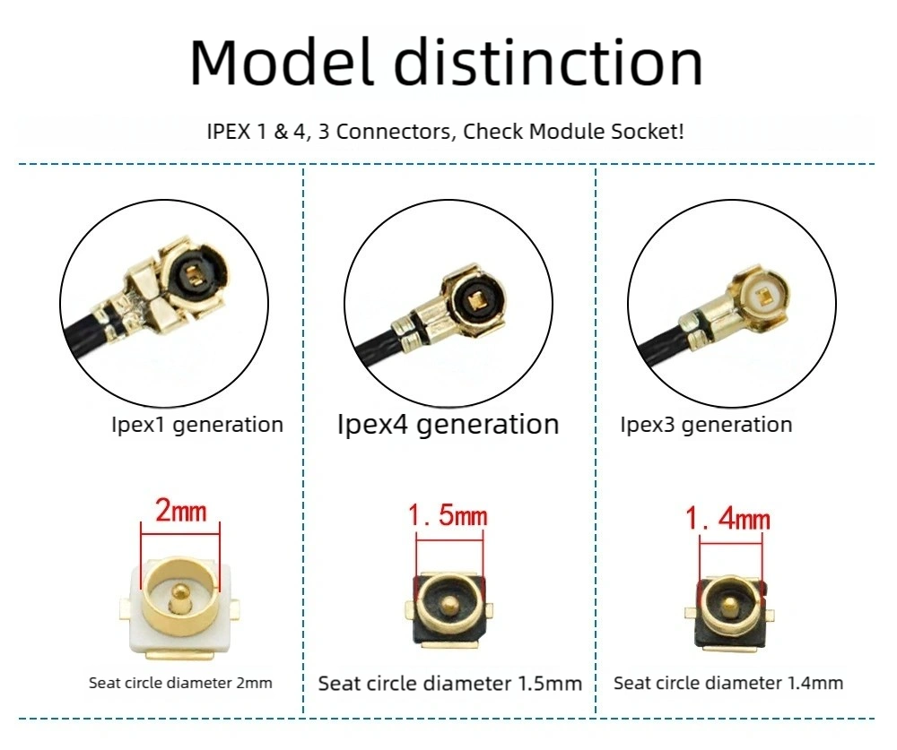 IPEX to SMA connection line female connector outer threaded inner hole IPX adapter cable U.FL RF antenna coaxial feeder 1st generation